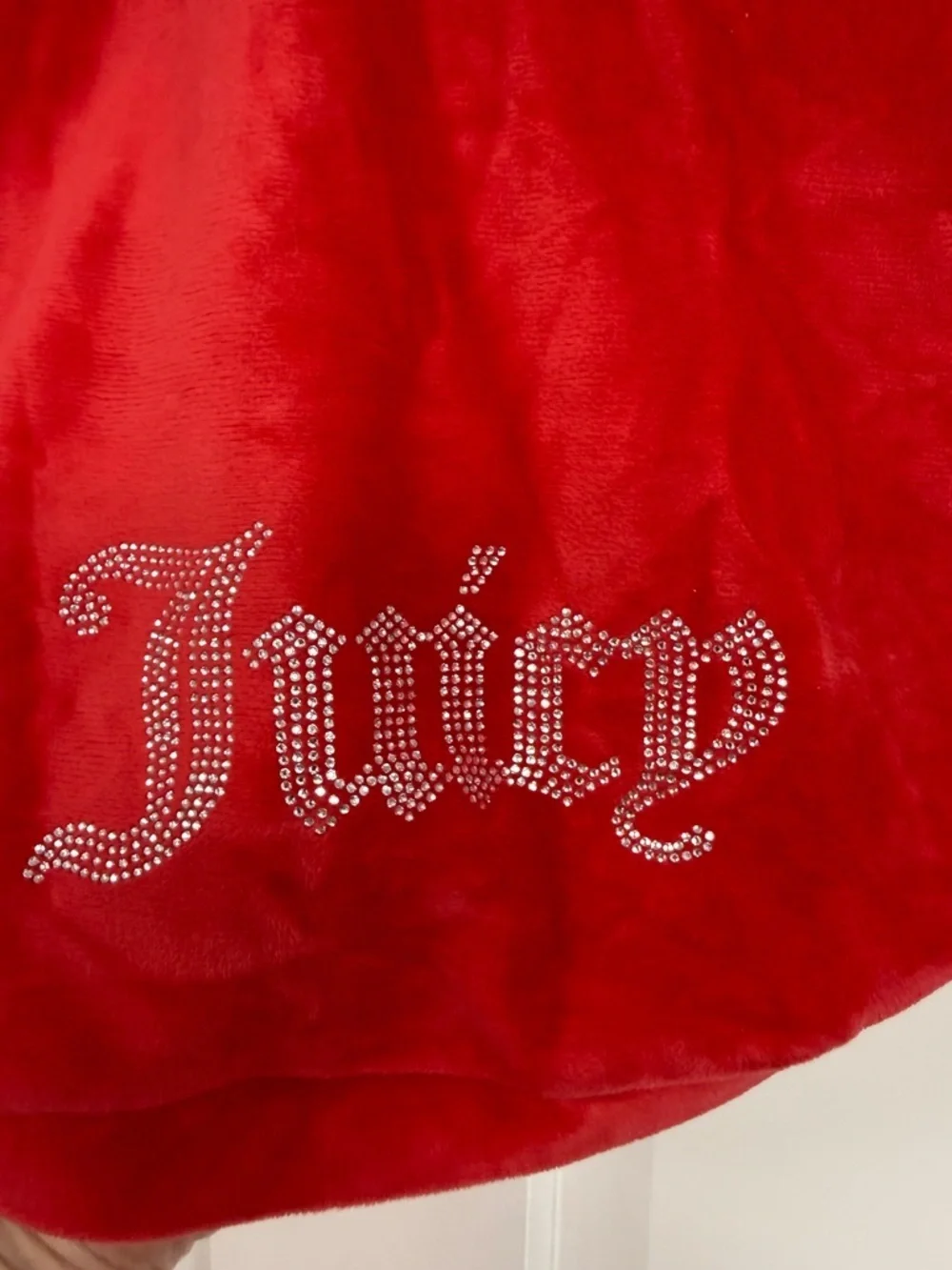 NWT Juicy Couture Bling Velour Dog Hoodie Shirt Medium / Large Red Velvet Sequin